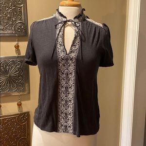 Lucky Brand Gray Short Sleeve Top Size S